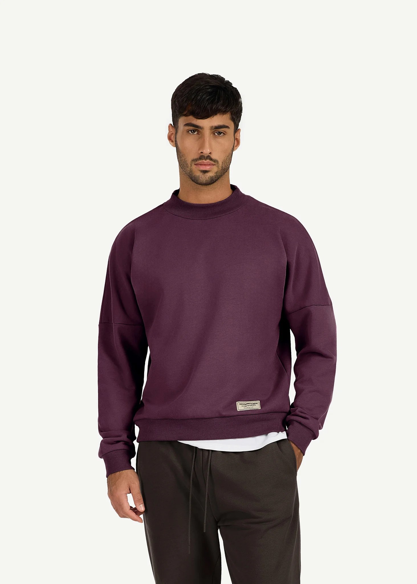 Oversized Curve Print High Neck Sweatshirt