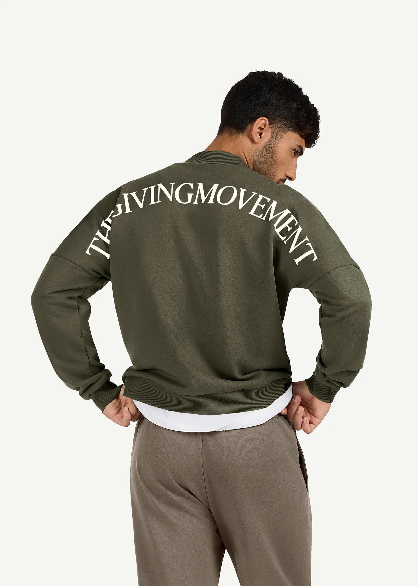 Oversized Curve Print High Neck Sweatshirt