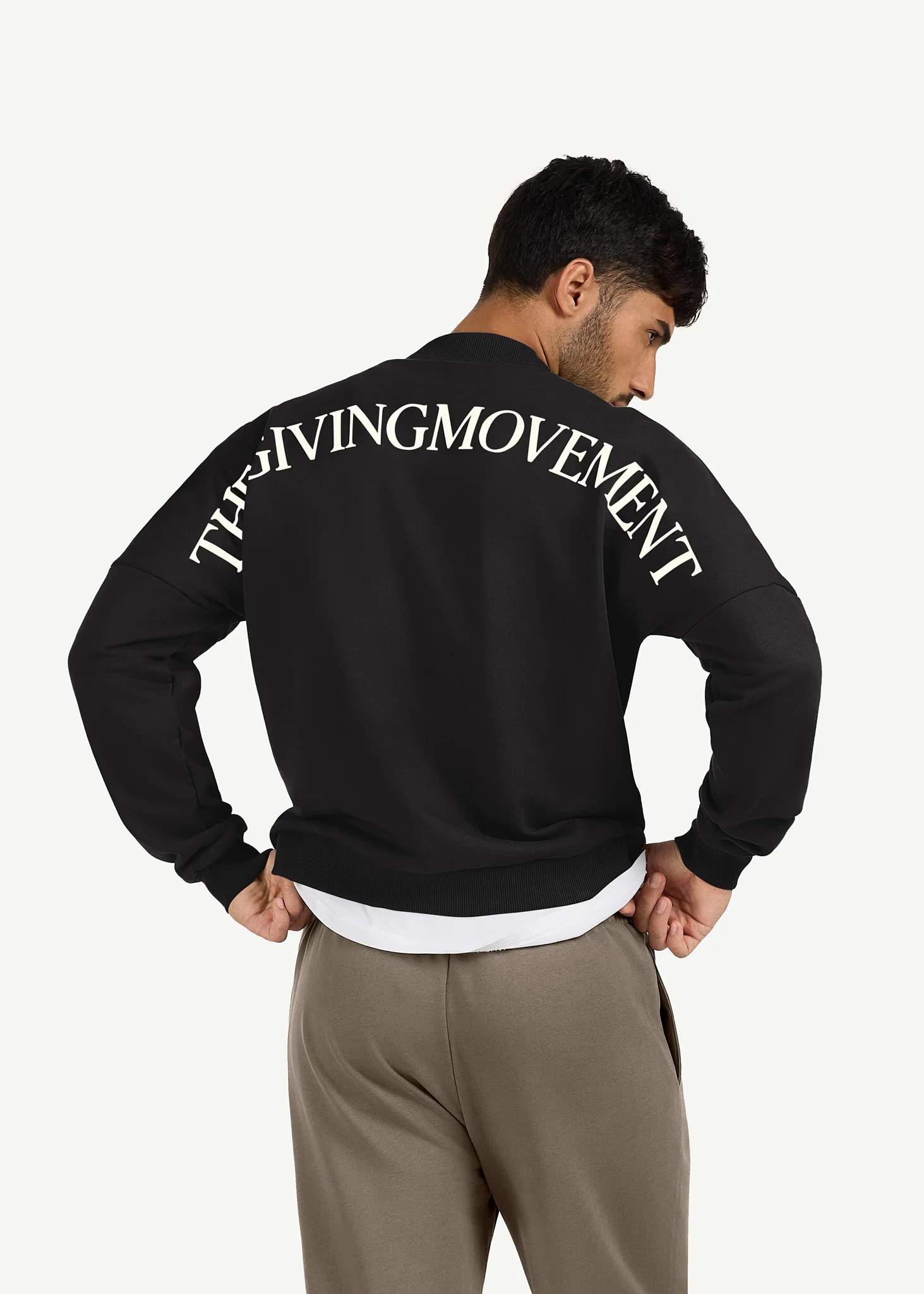 Oversized Curve Print High Neck Sweatshirt