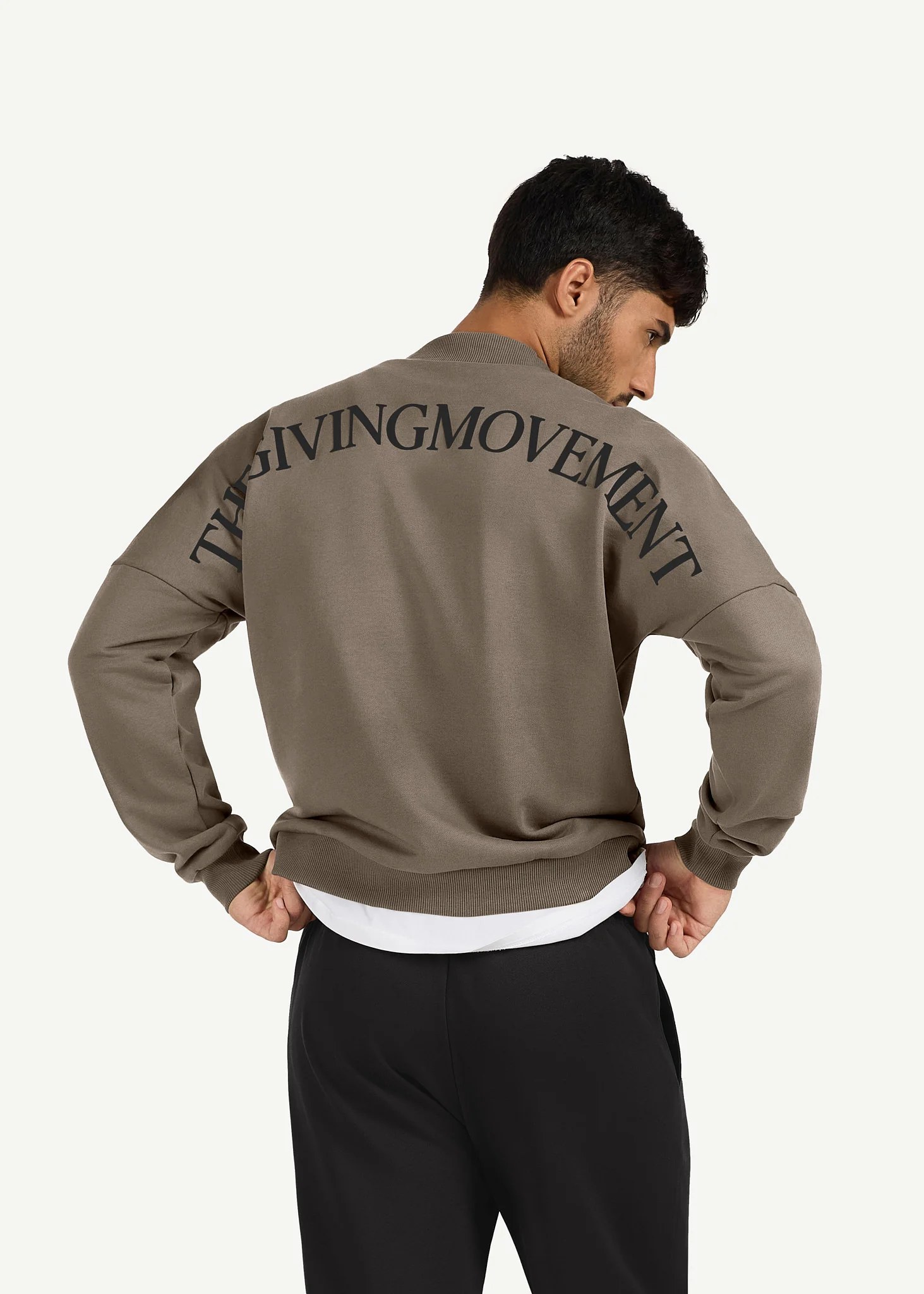 Oversized Curve Print High Neck Sweatshirt