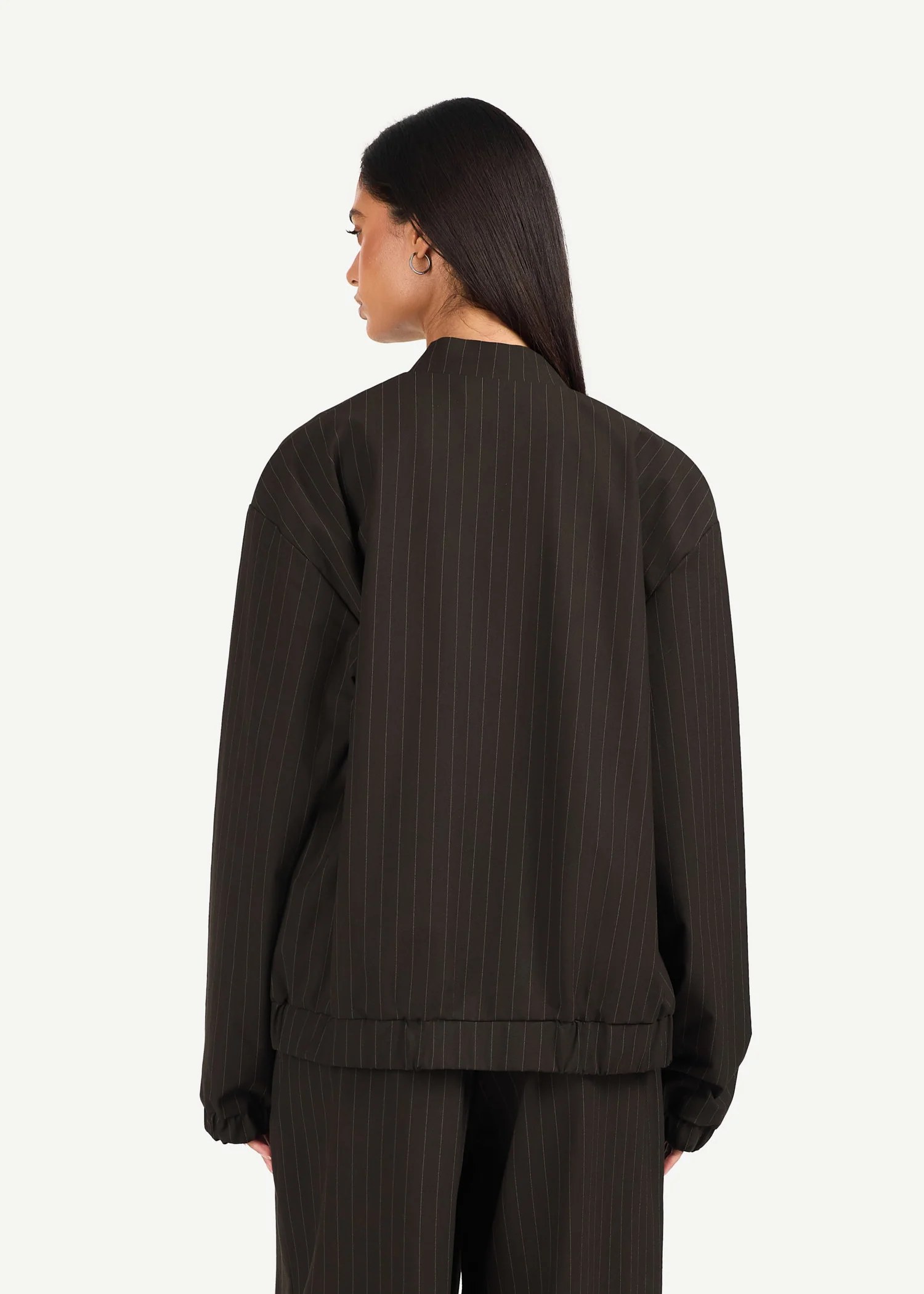 Relaxed Fit Pinstripe Zip Jacket