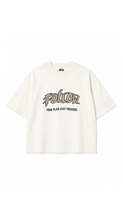 cropped FIT EMBROIDERED TEXT T-SHIRT