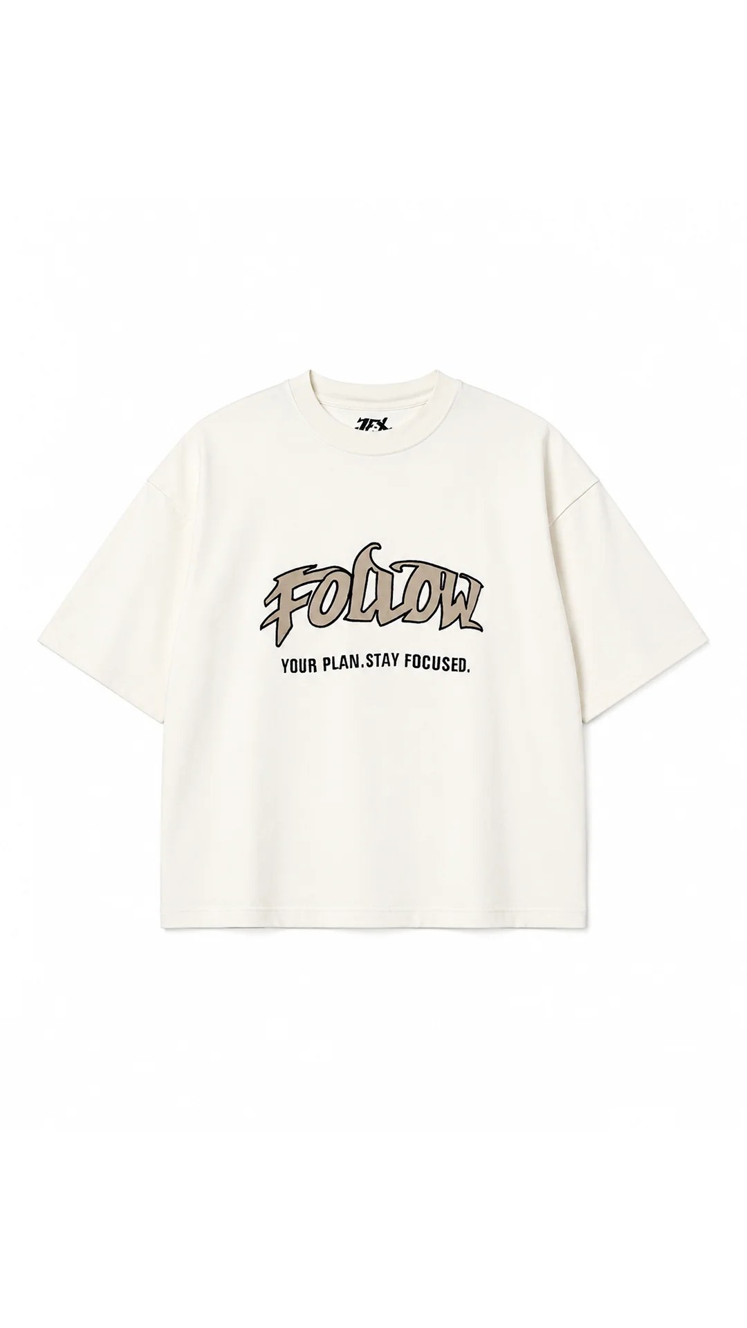 cropped FIT EMBROIDERED TEXT T-SHIRT