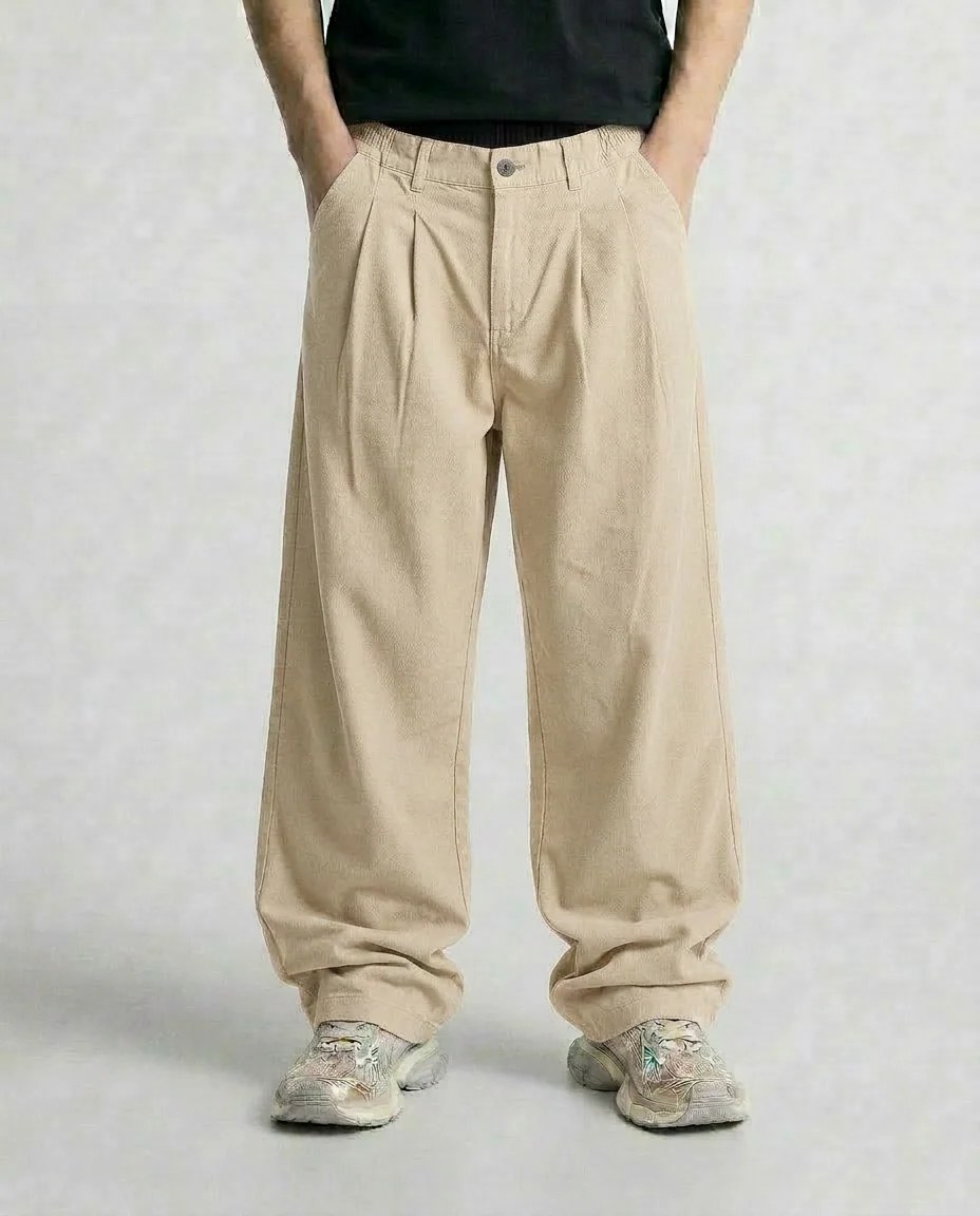 COTTON - PLEATED PANTS