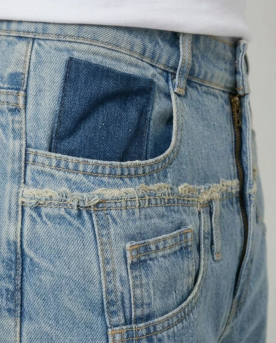 Raw Edge Panel Denim pants