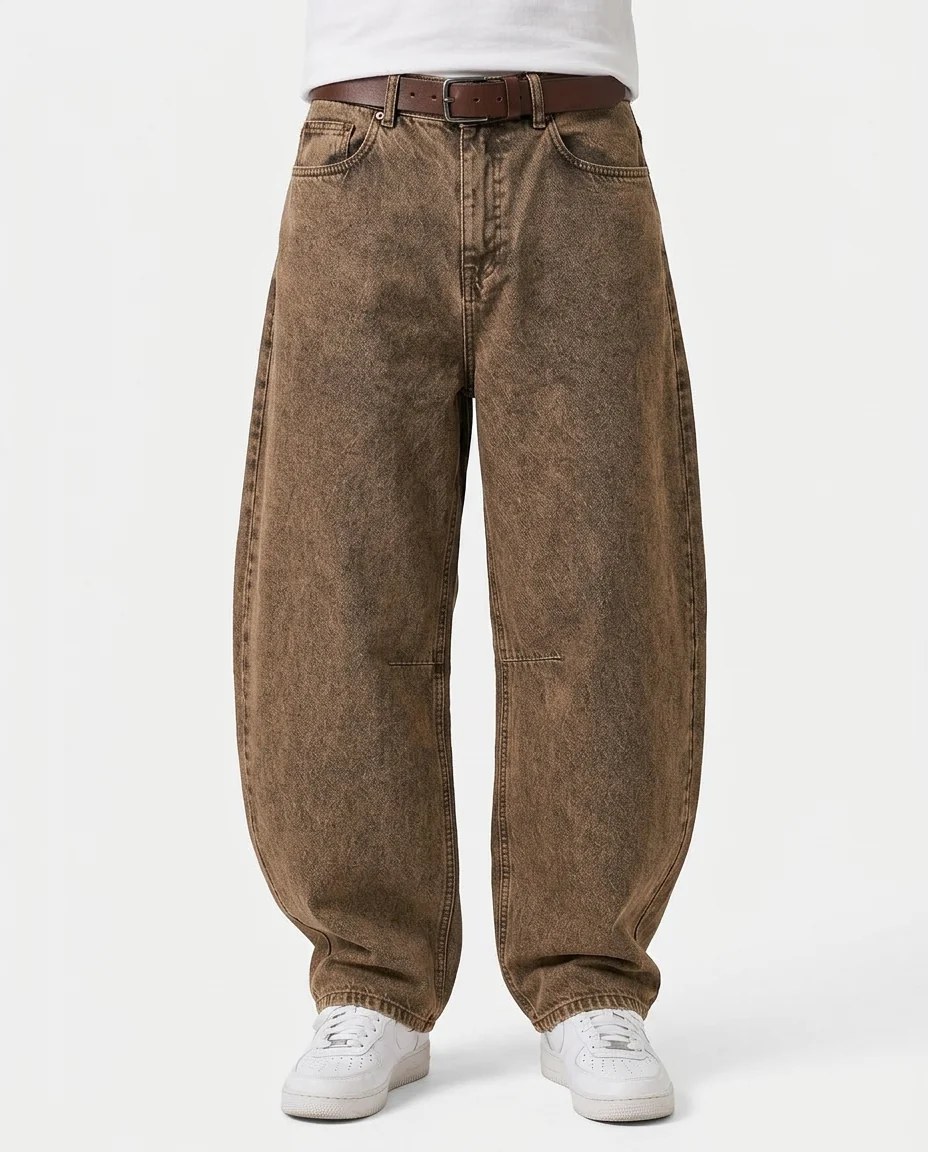 WASHED BALLOON FIT JEANS