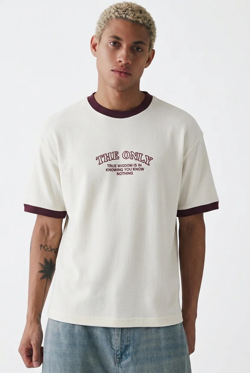 Contrast rib t-shirt