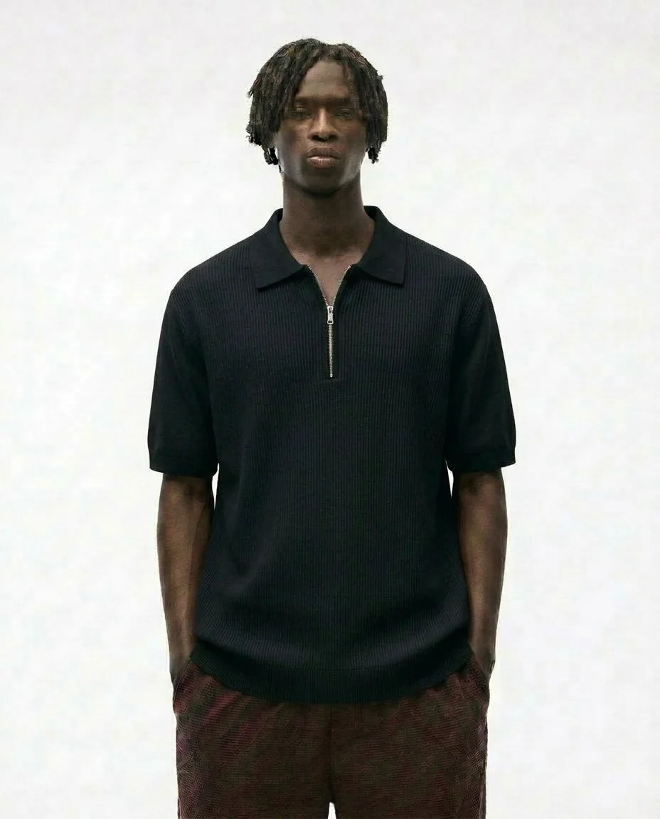 Premium Textured Zip-Neck Polo