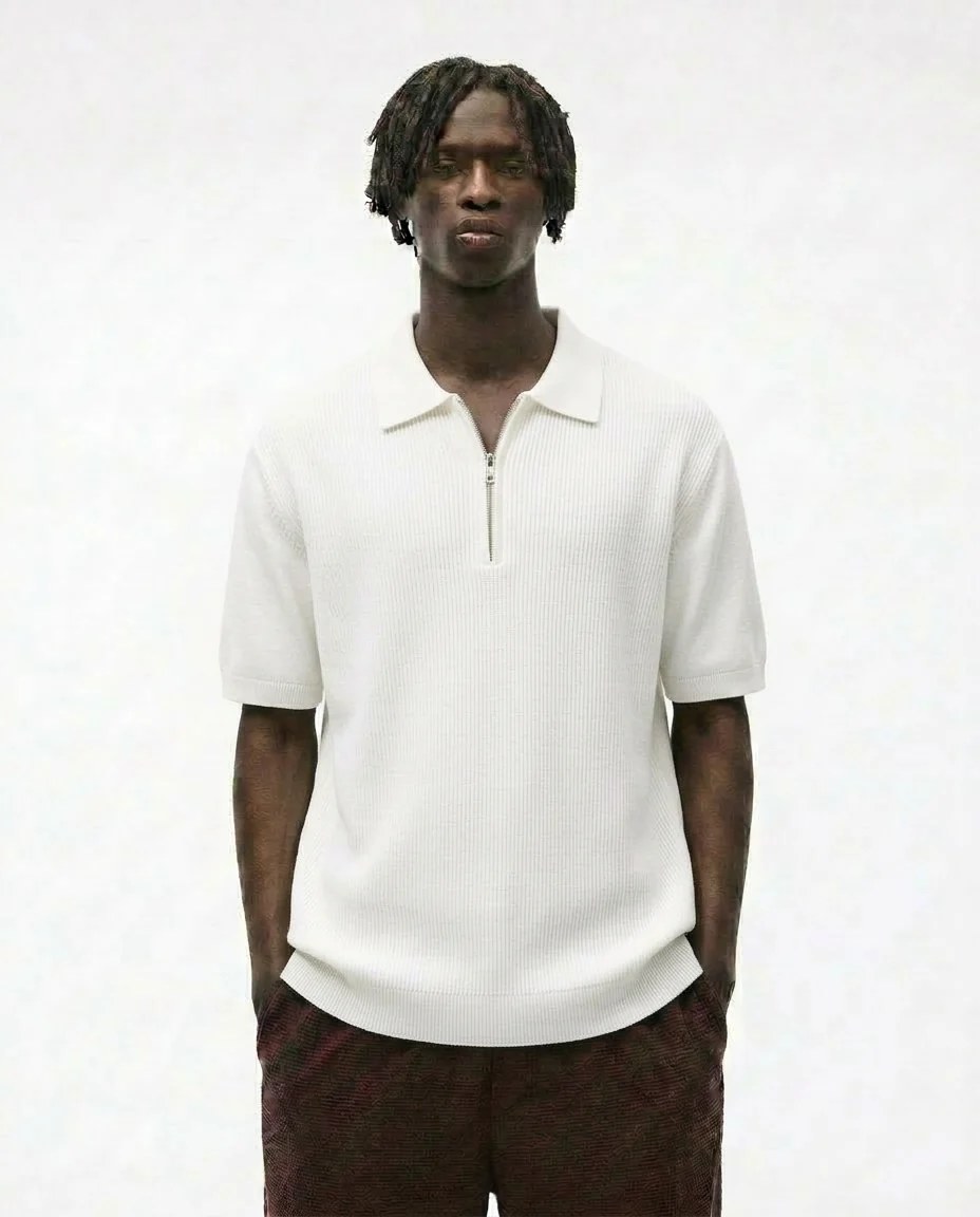 Premium Textured Zip-Neck Polo