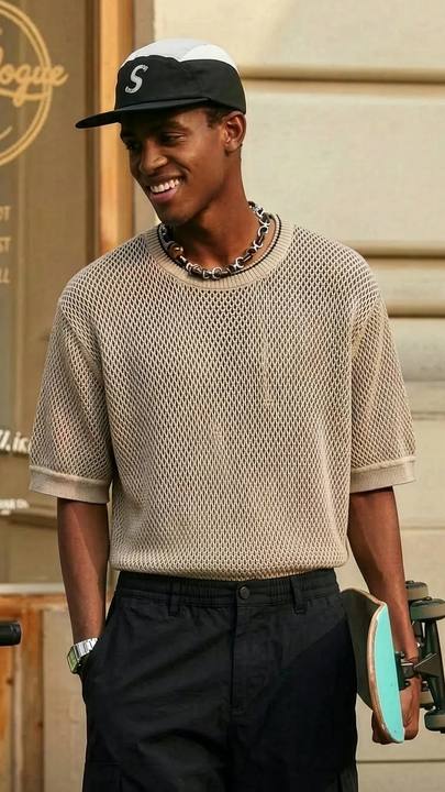 Open-Knit Textured Sweater Tee