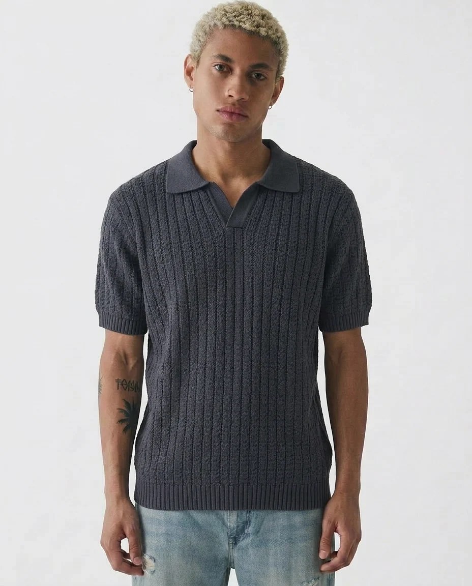 Texture knit polo