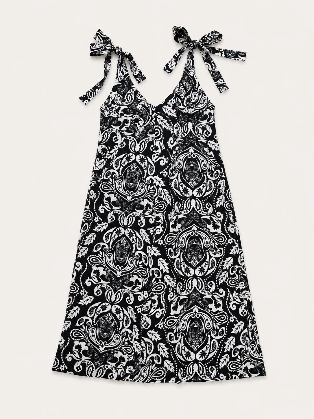 Monochrome Print Maxi with Tie Straps