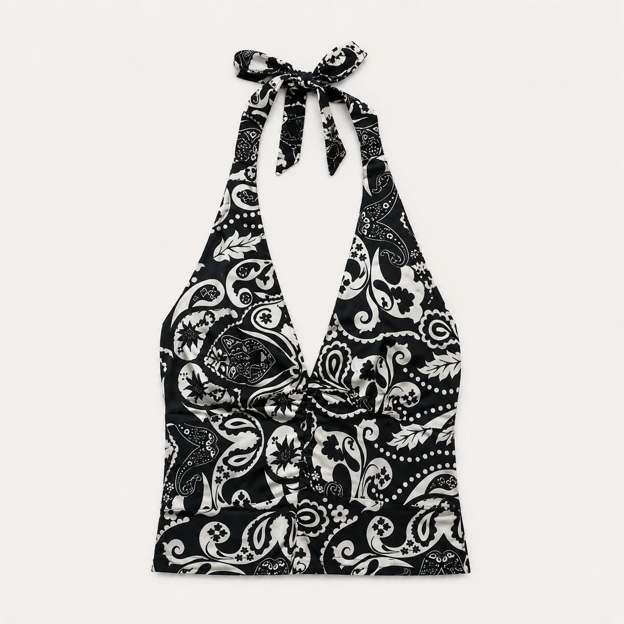 Monochrome Print Halter Vest Top