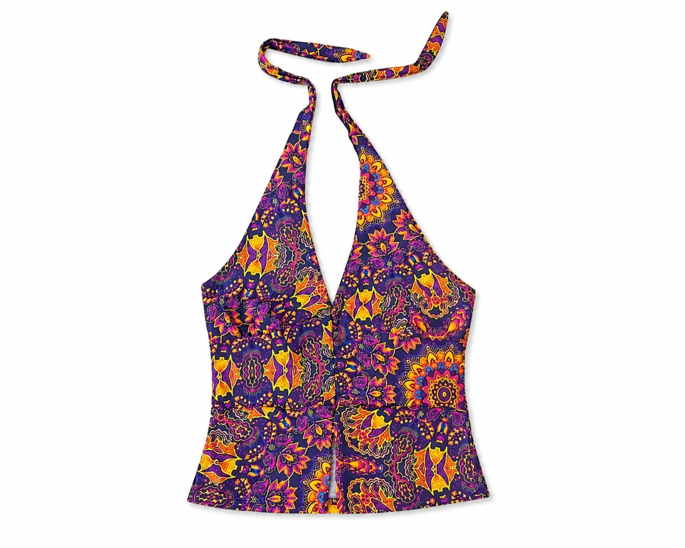Kaleidoscopic Print Halter Vest