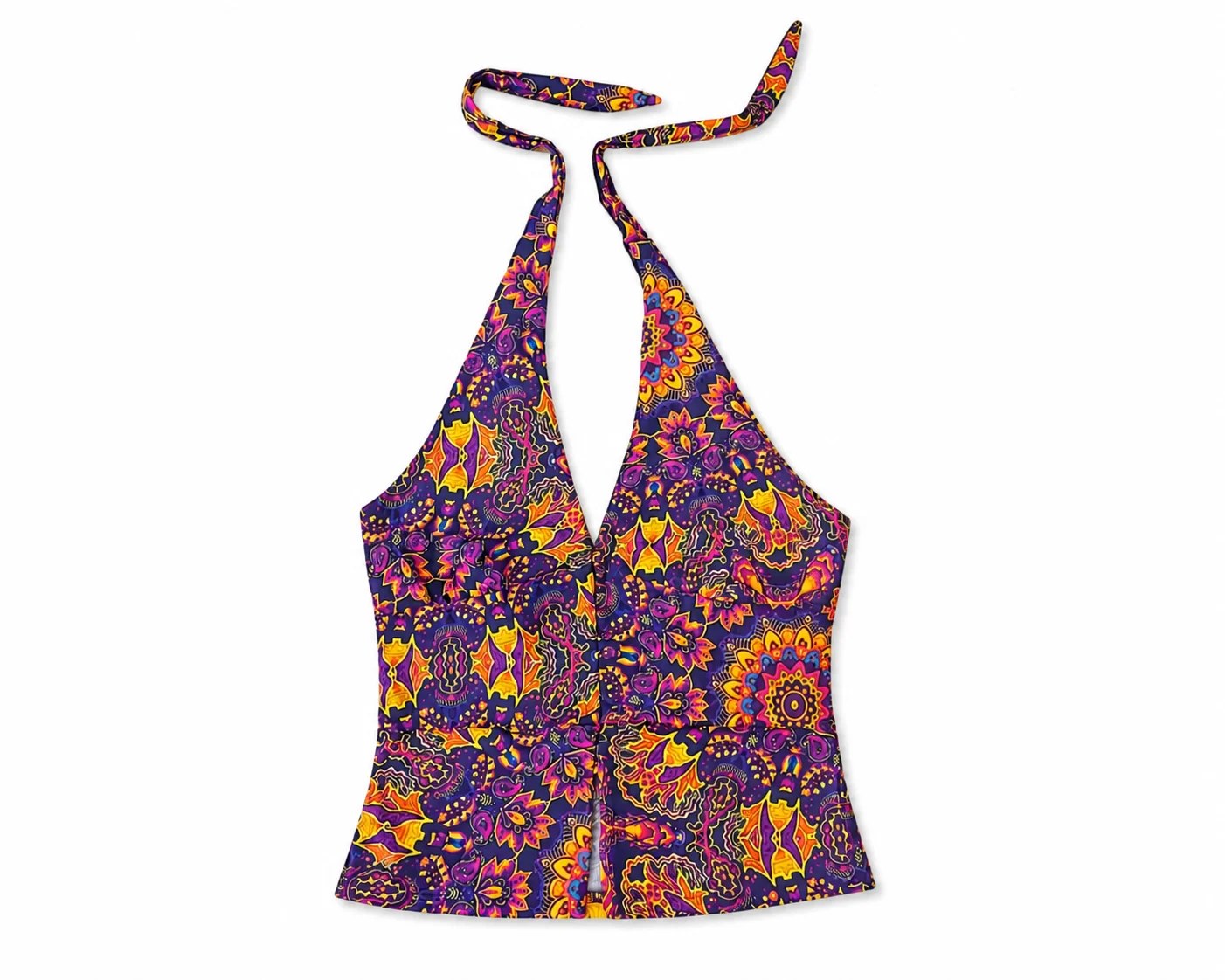 Kaleidoscopic Print Halter Vest