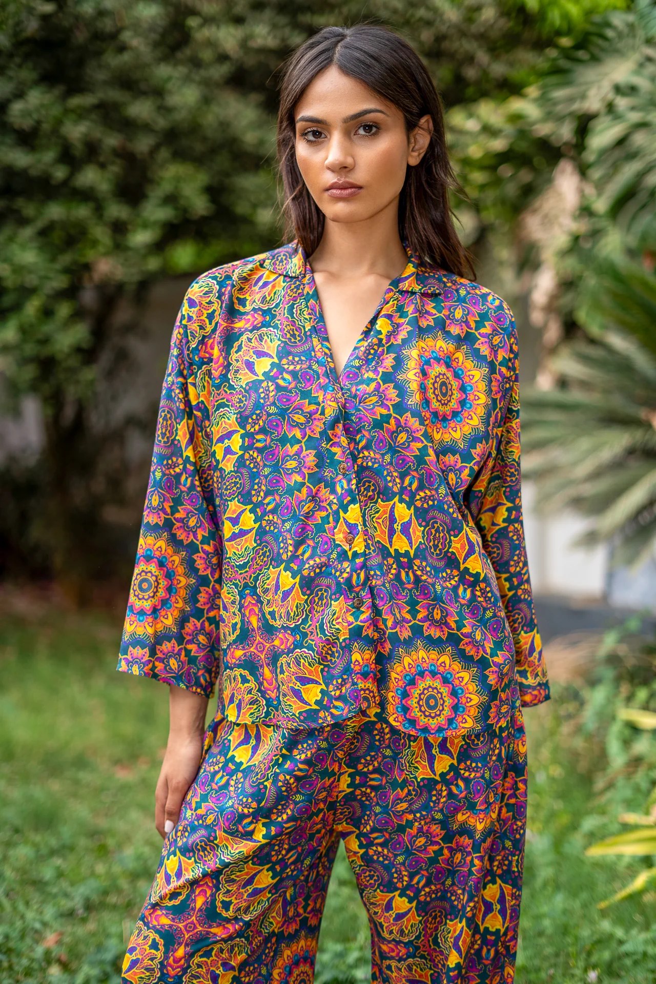 Kaleidoscopic Oversized Print Shirt