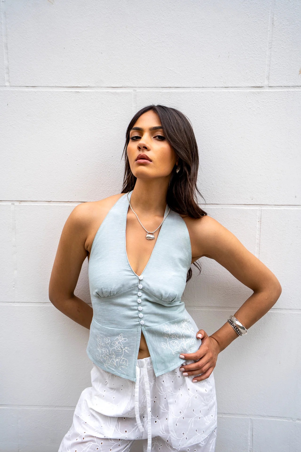 Linen Vest with Print