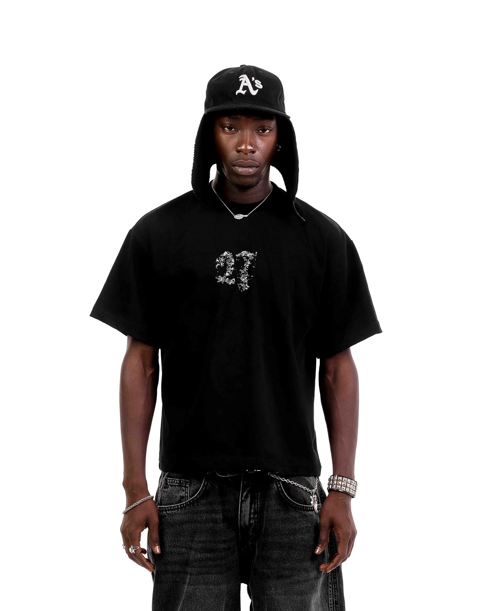 Crushed Type Black Tee