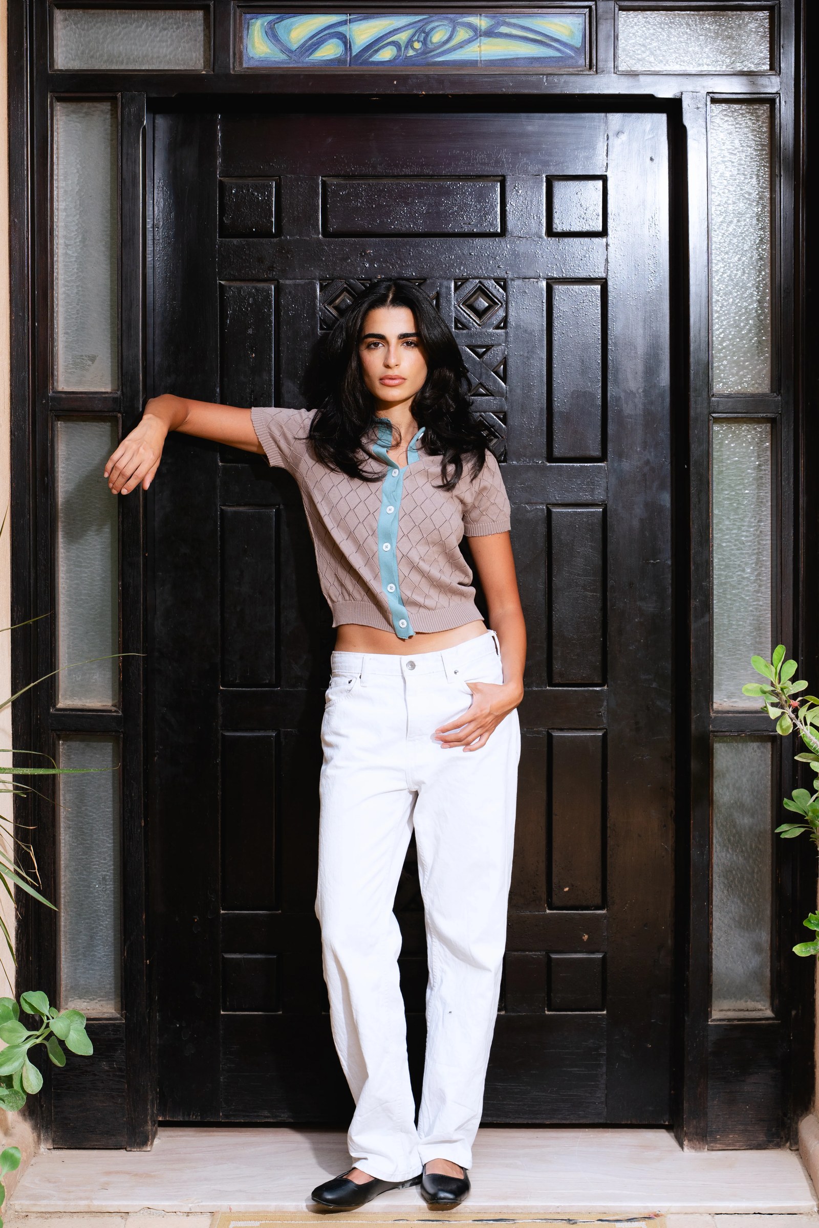 Knitted Short Sleeve Shirt — Mocha Mint