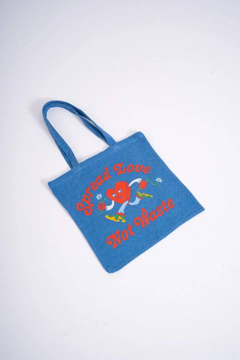 Spread Love Not Waste Tote Bag — Blue