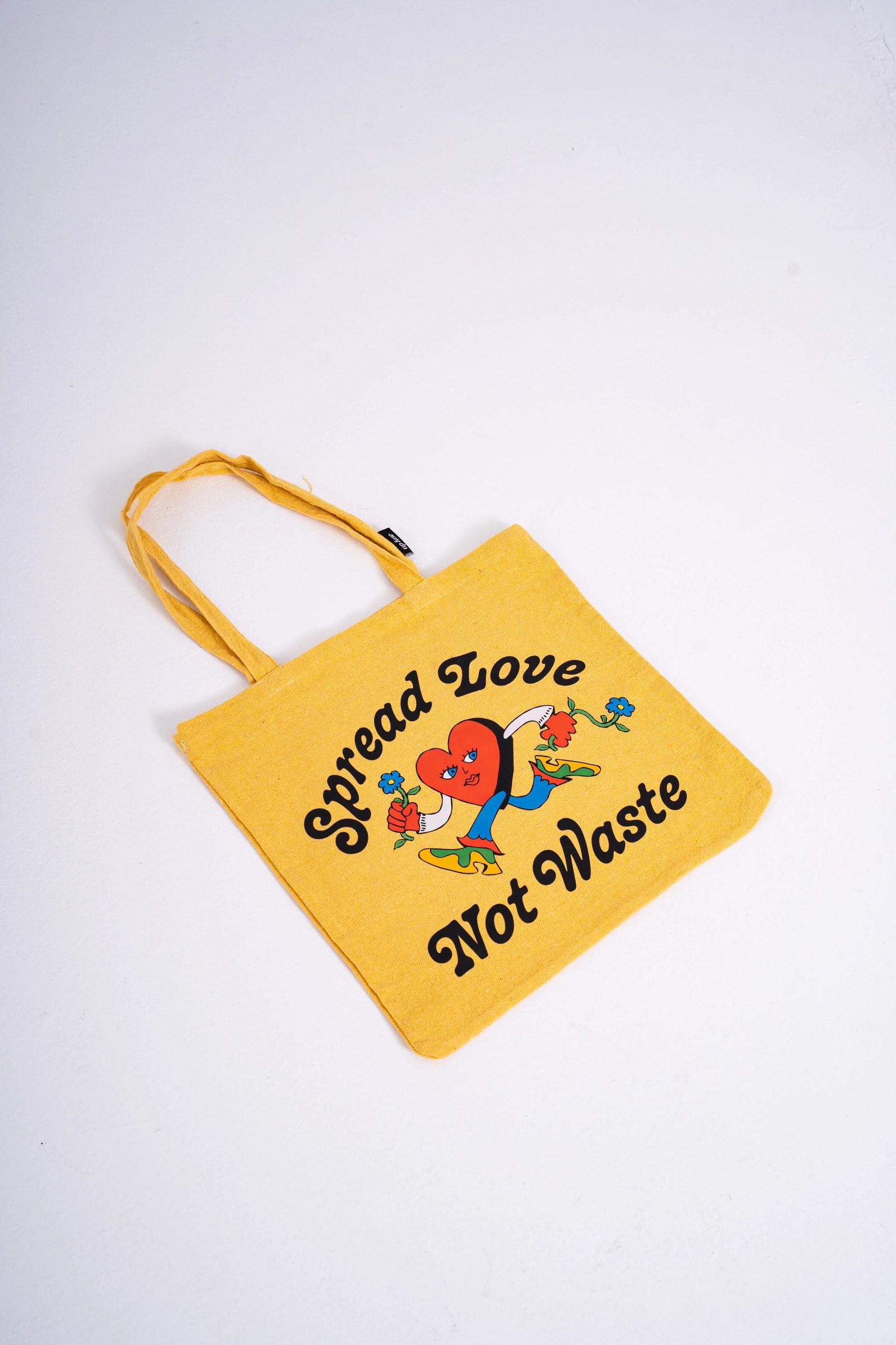 Spread Love Not Waste Tote Bag — Yellow
