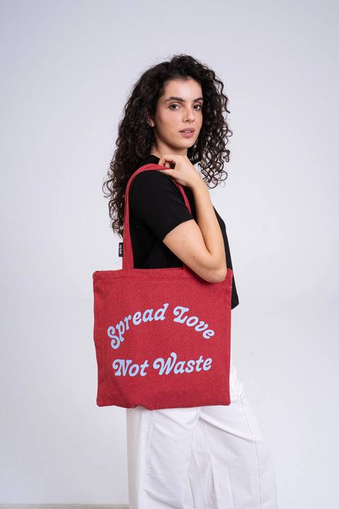 Spread Love Not Waste Tote Bag — Red