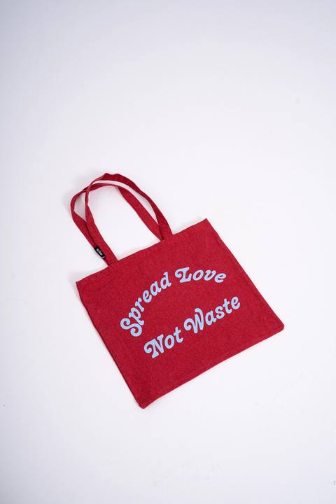 Spread Love Not Waste Tote Bag — Red