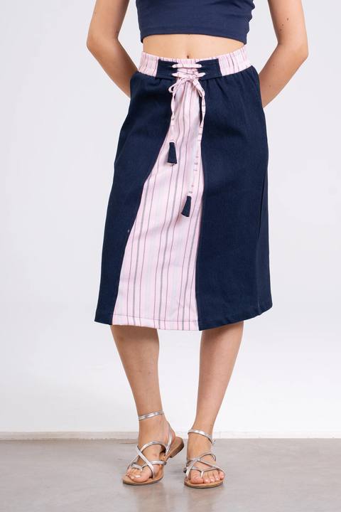 Strings Attached Skirt — Pink Stripe
