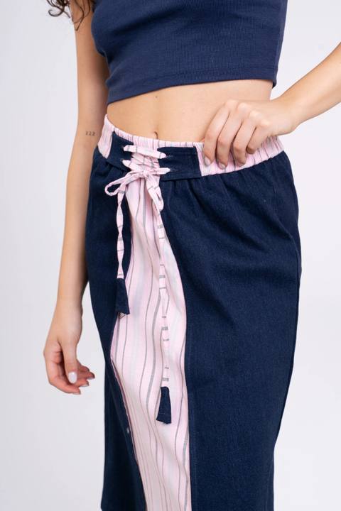 Strings Attached Skirt — Pink Stripe