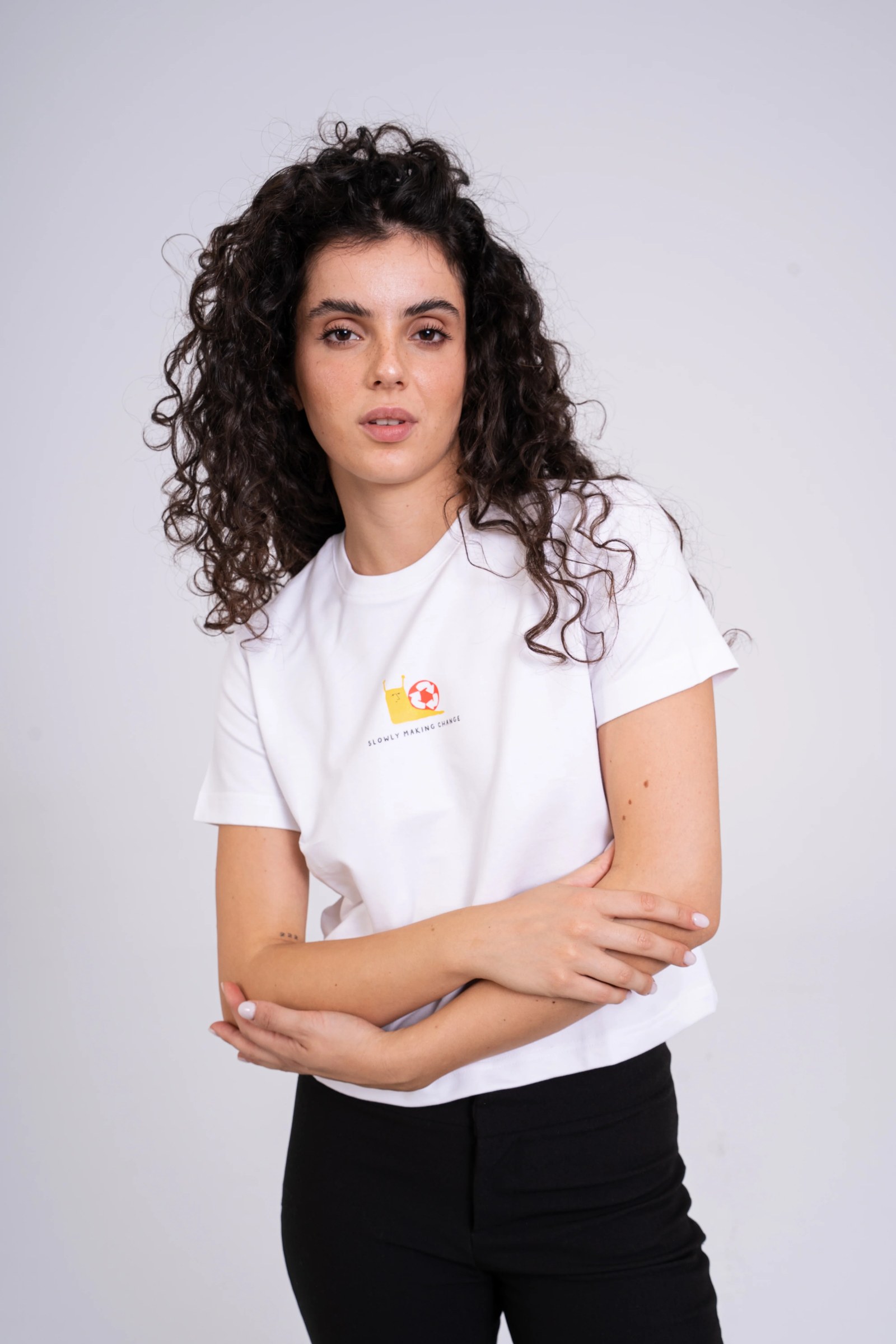 Slowly Making Change Baby Tee - White