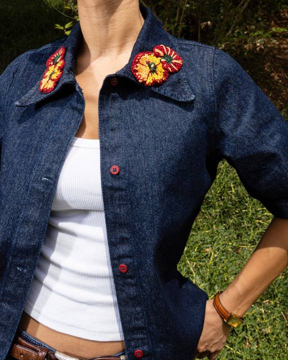Denim Short Sleeve Shirt - Wildflower
