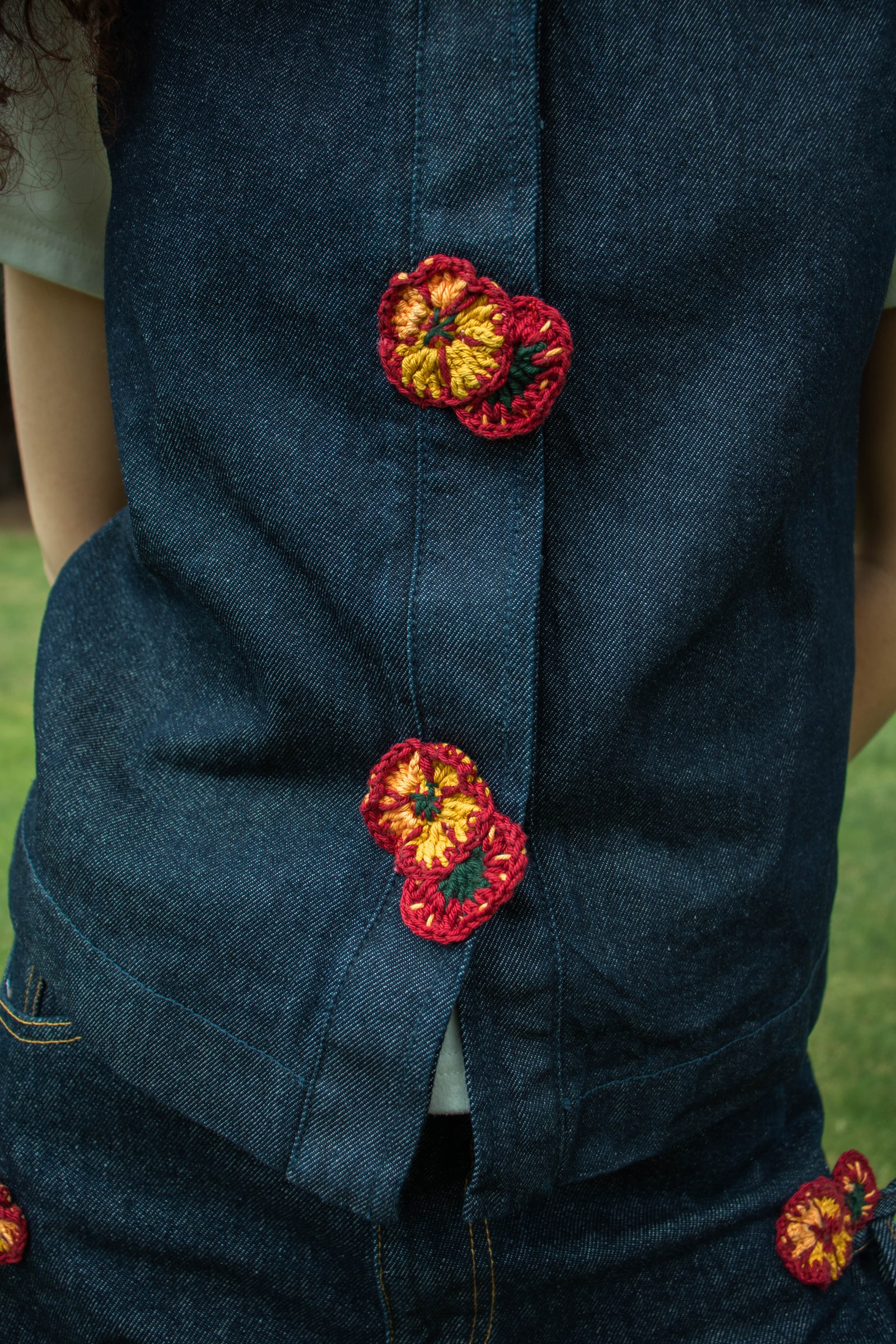 Denim Vest - Poppy Field