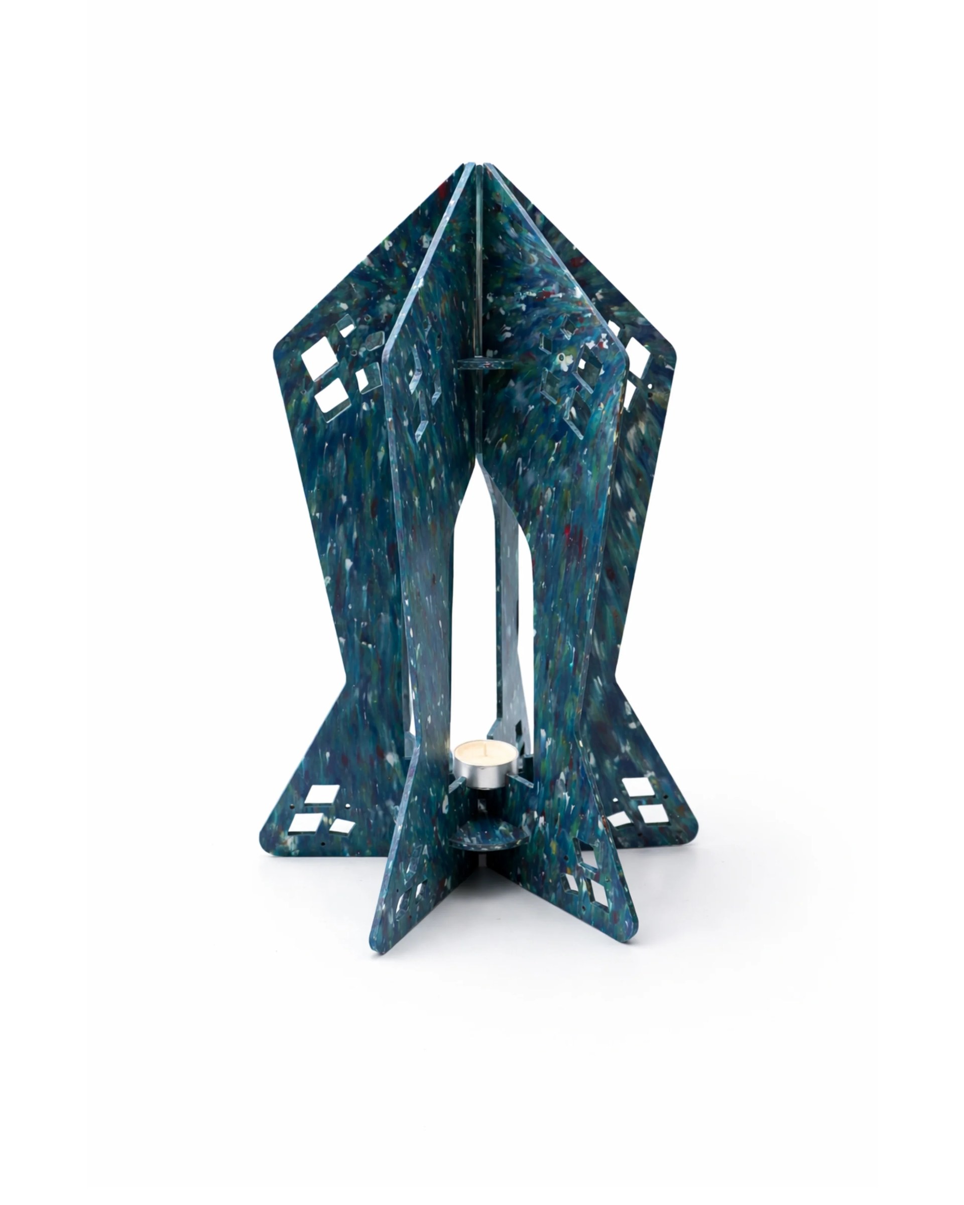 Sculptural Lantern - Teal