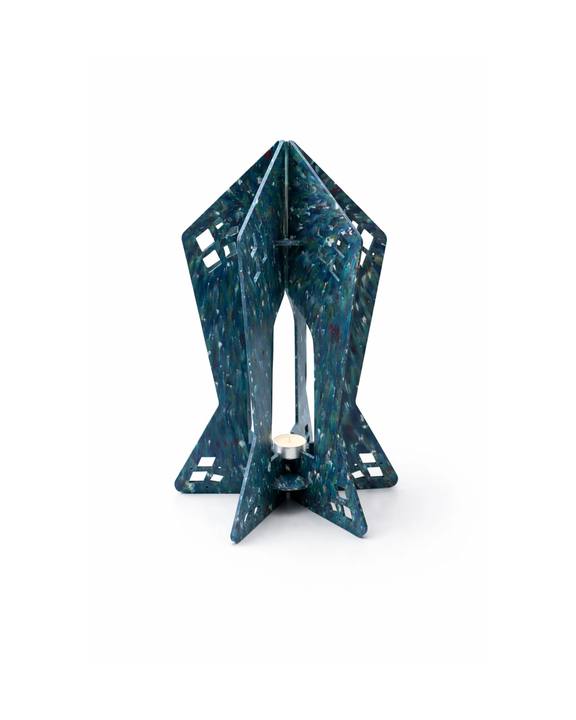 Mini Sculptural Lantern - Teal