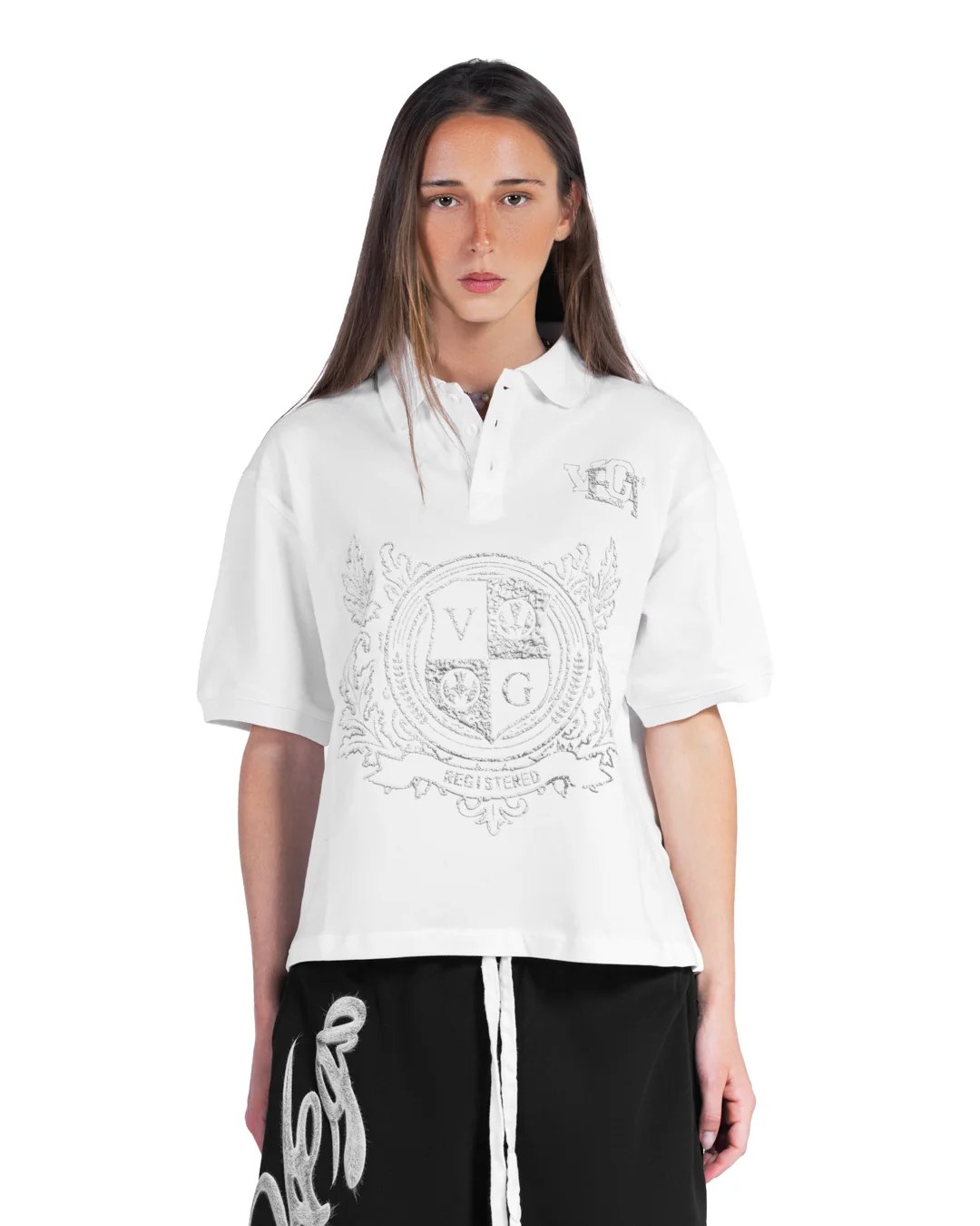 WHITE VARSITY POLO TEE