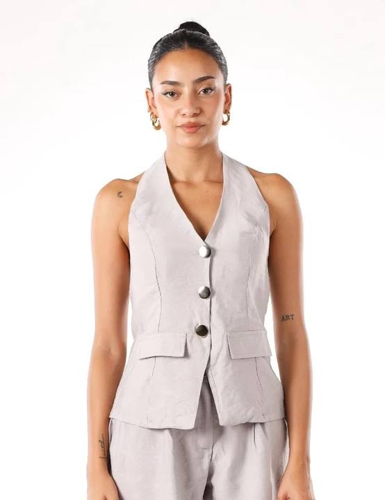 Grey Linen Vest