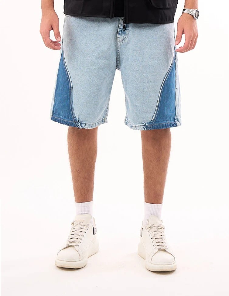 Two-Tone Denim Shorts