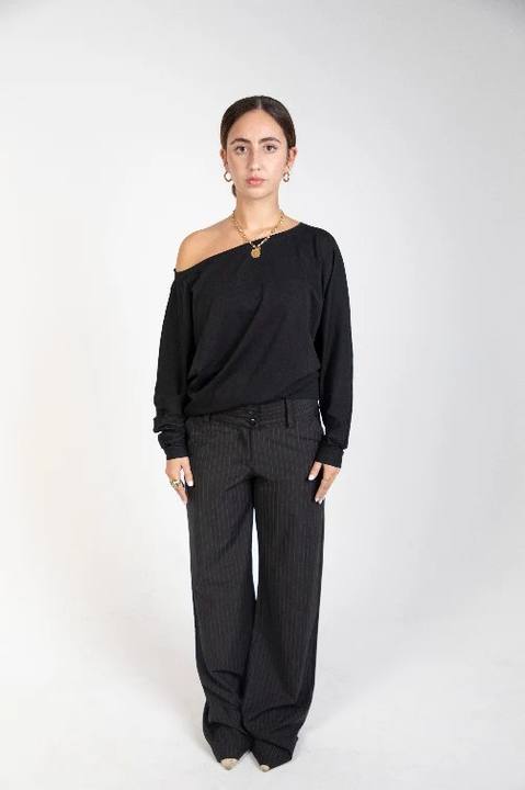 Black striped trousers