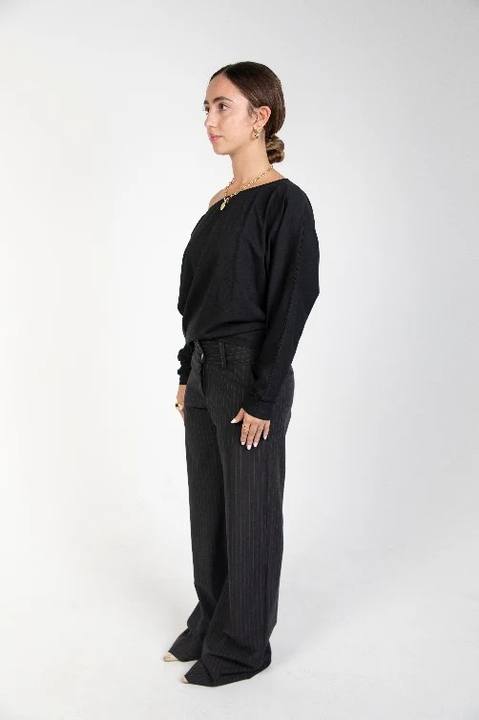 Black striped trousers