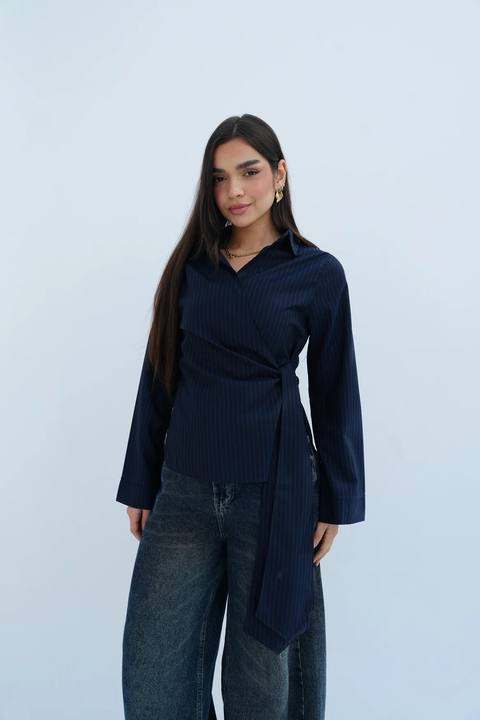 Stripes Blouse in Navy Blue