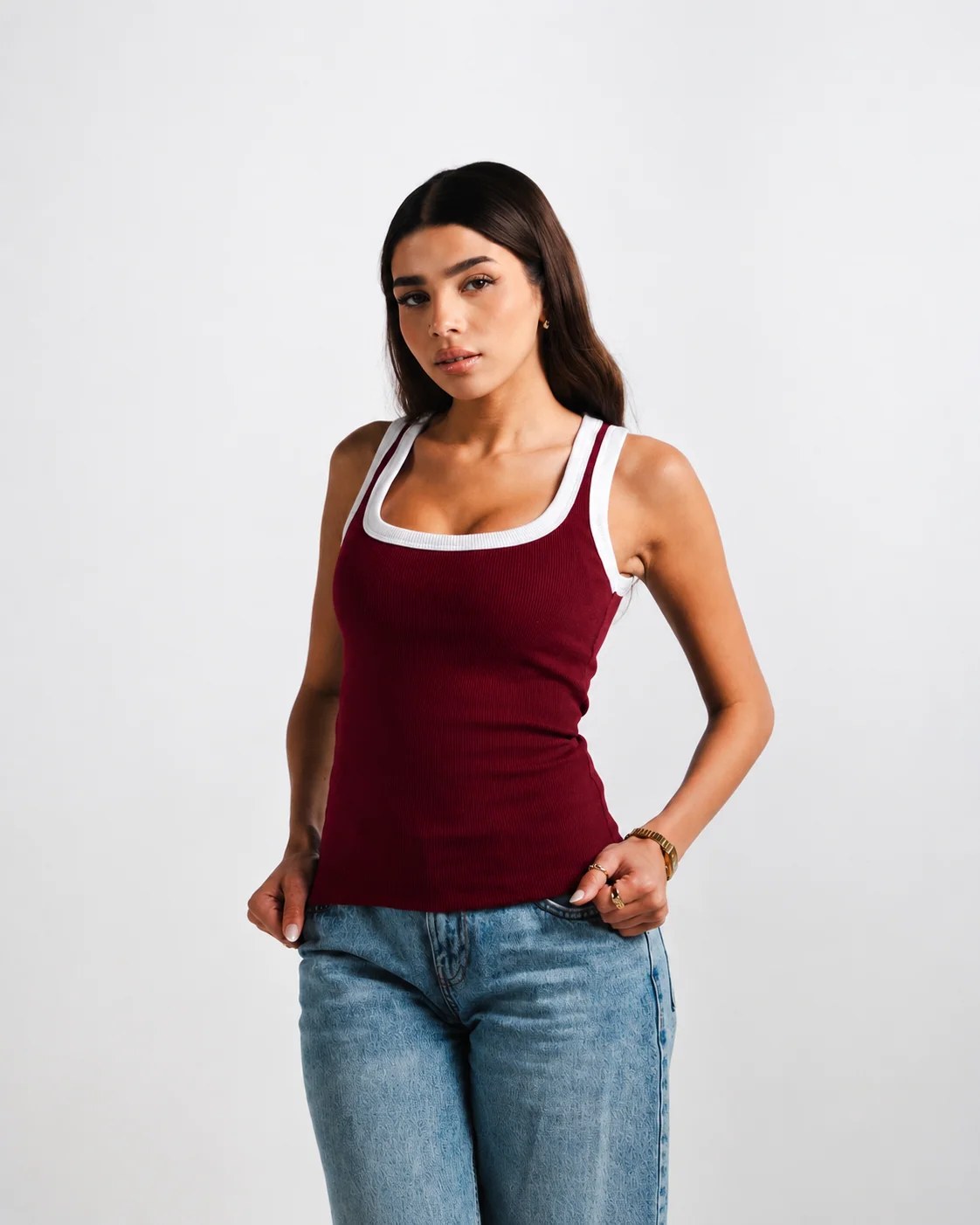 Burgundy Layered Tank Top