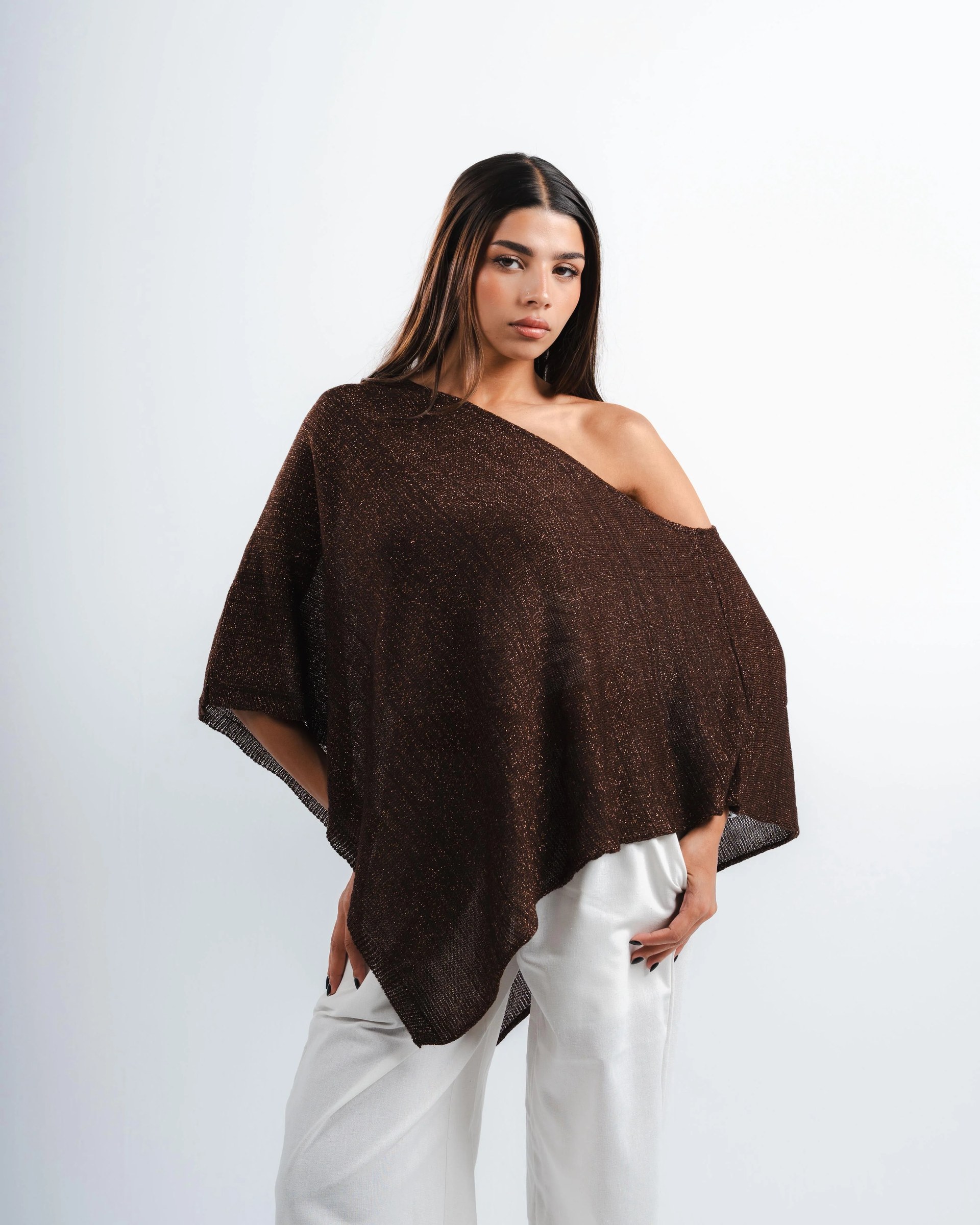 Brown Shimmer Poncho