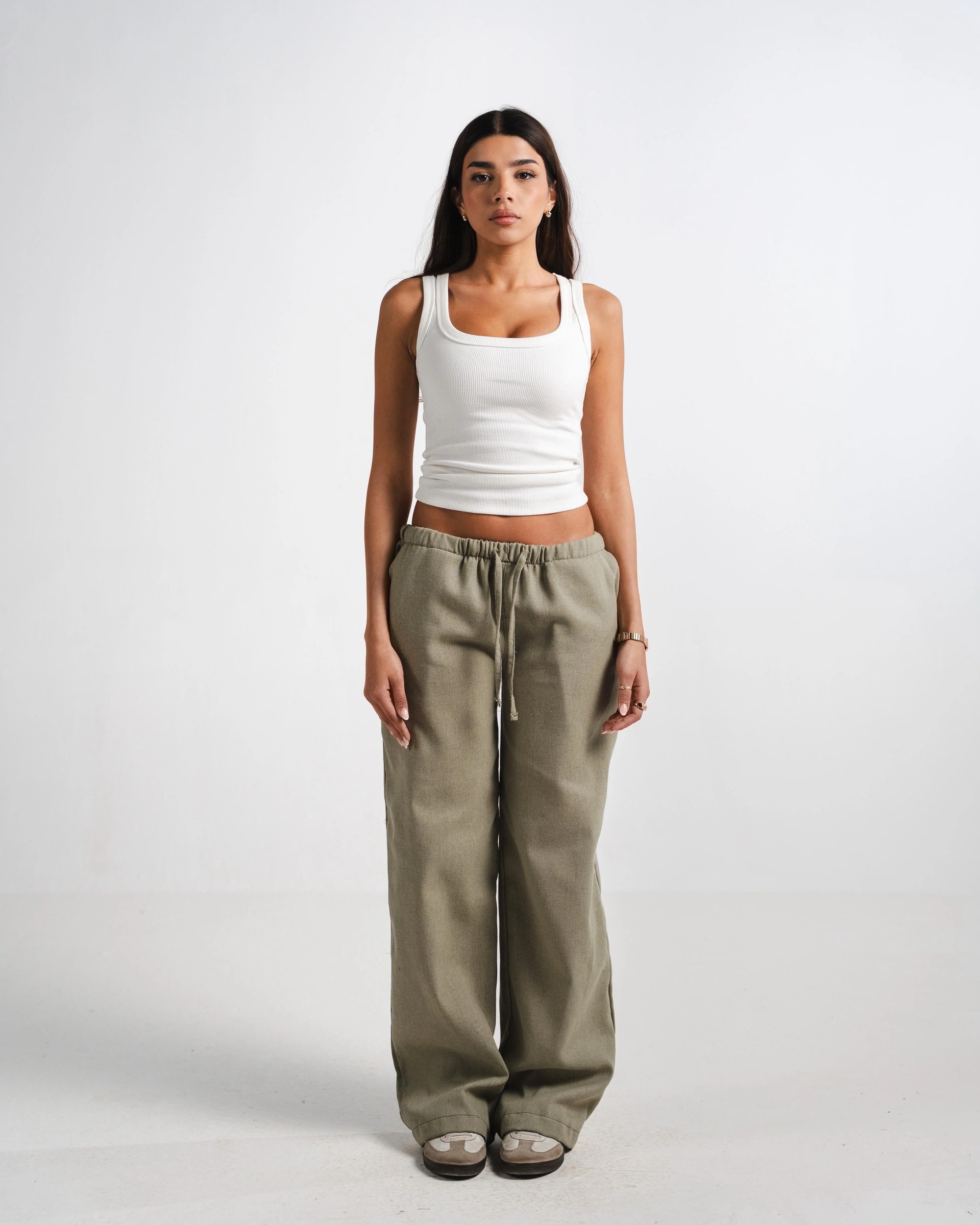 Olive Linen Pants