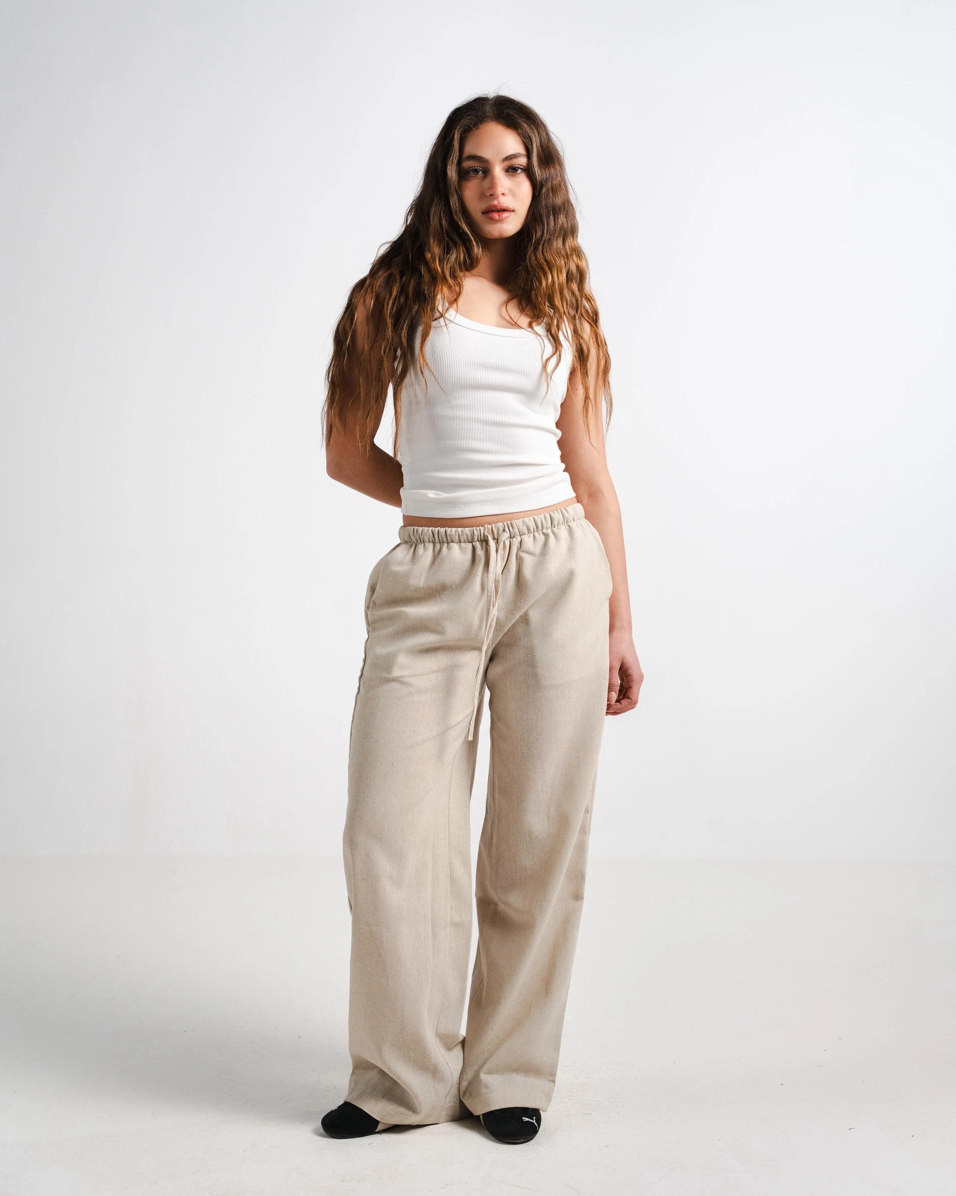 Beige Linen Pants