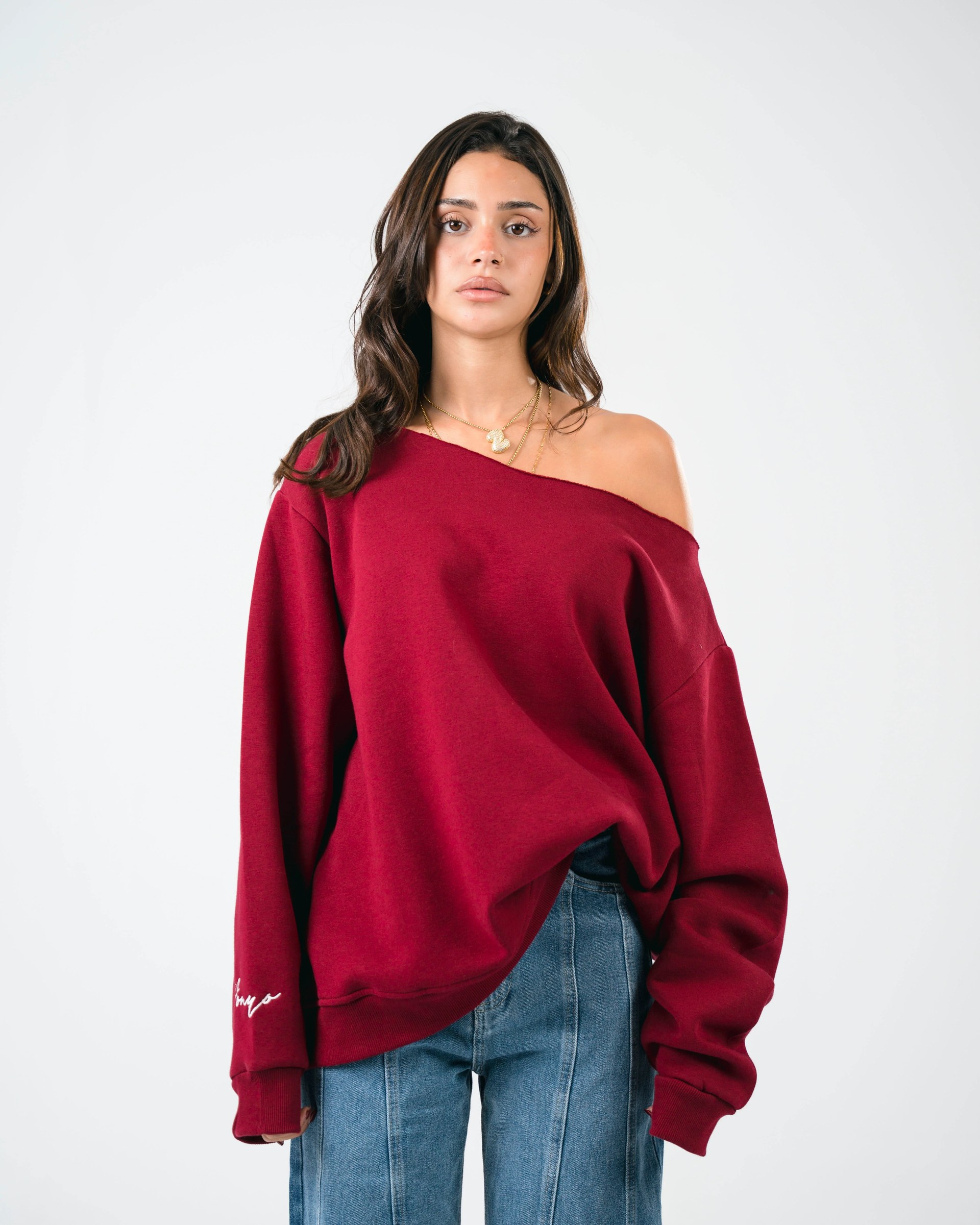 “OFF-SHOULDER” Burgundy Sweater