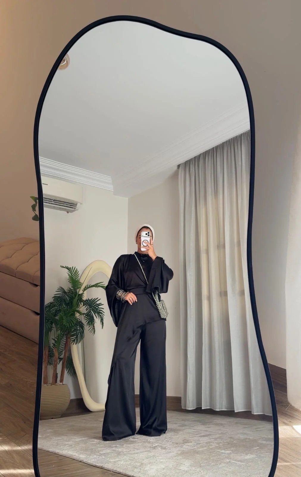 Quiet Grace – Black Satin Set