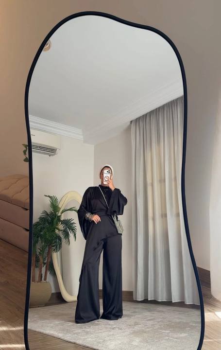 Quiet Grace – Black Satin Set