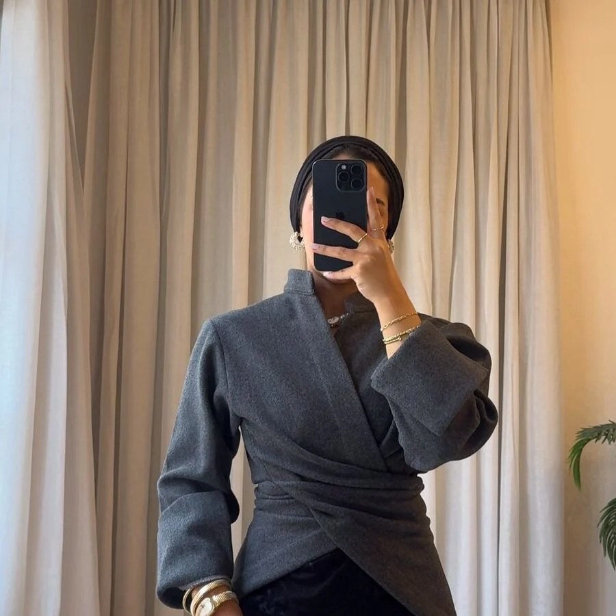 Dark Grey Wool Shadow Blouse