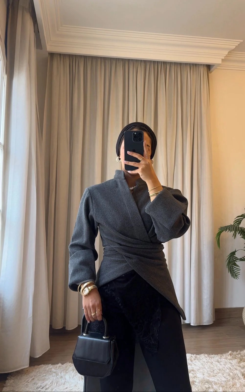 Dark Grey Wool Shadow Pants