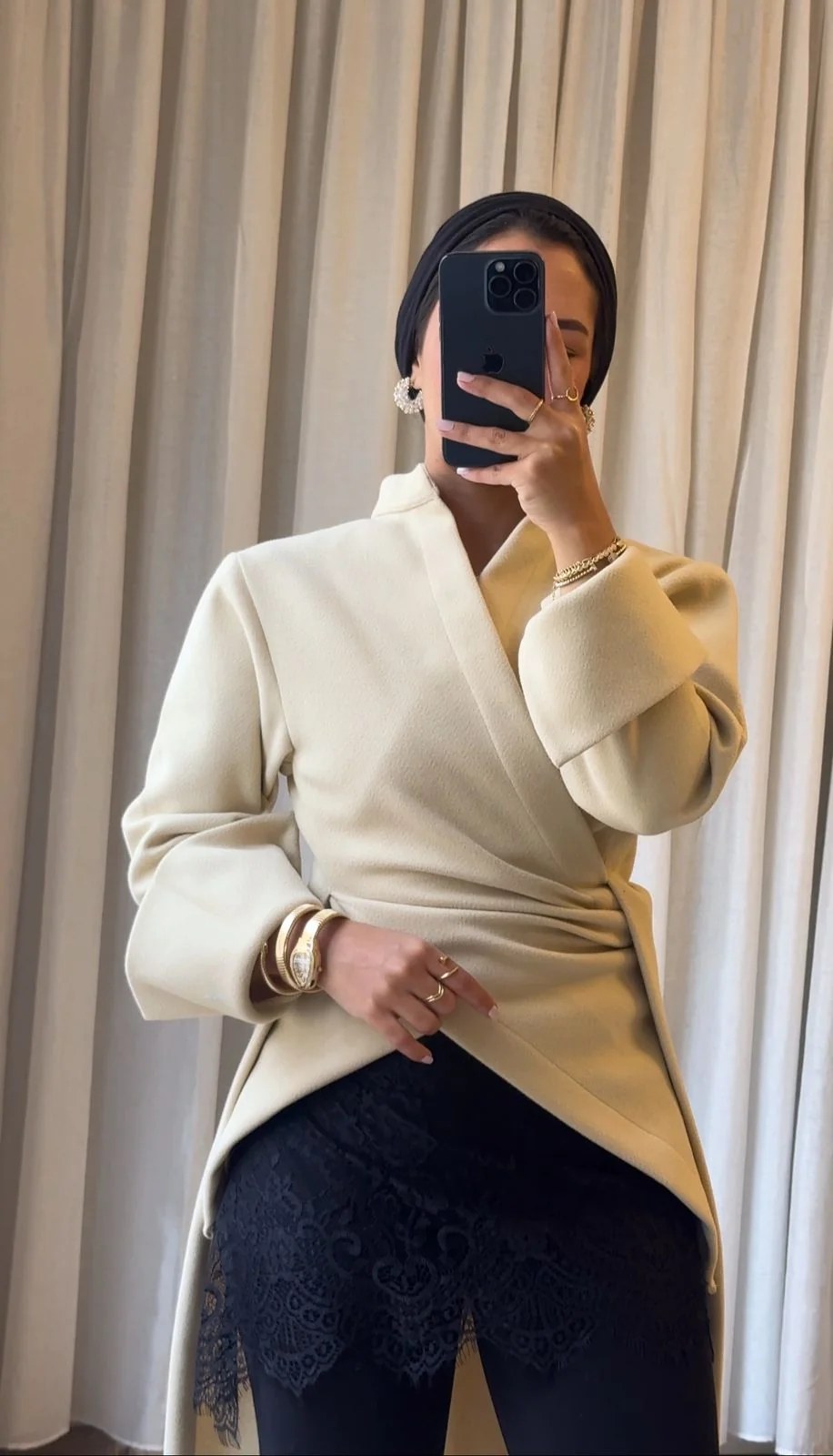 Beige Wool Shadow Blouse